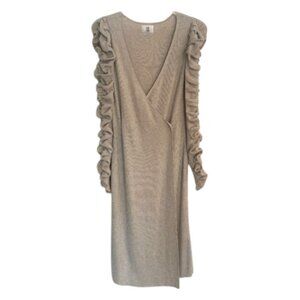 LPA Beige Ruched Knit Wrap Maxi Dress Size XS 45727